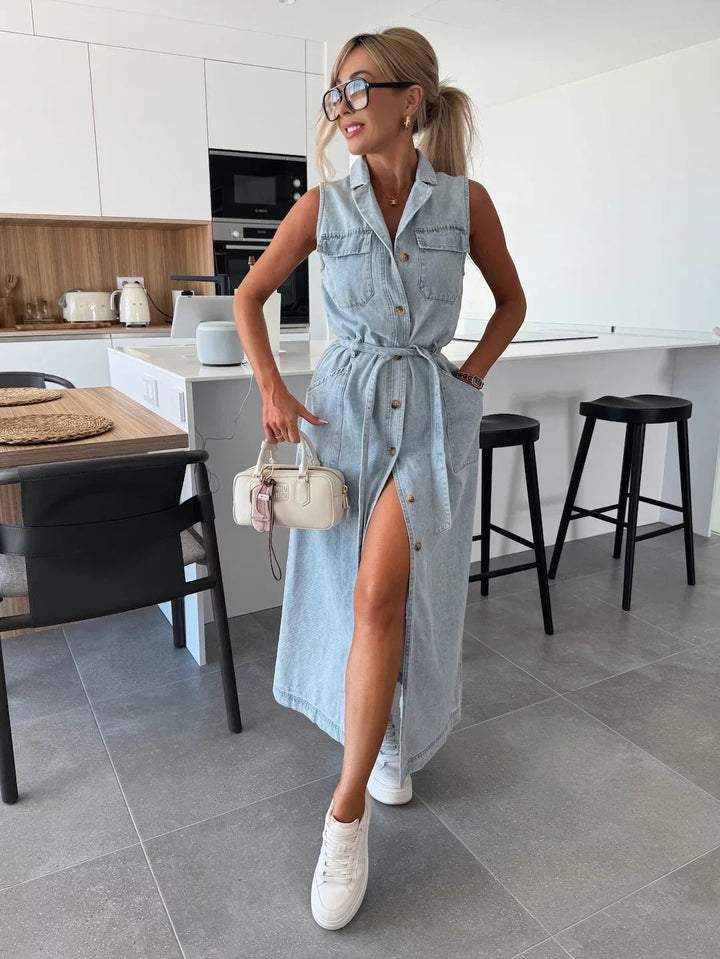 Imogen™ | Elegant Denim Shirt Dress