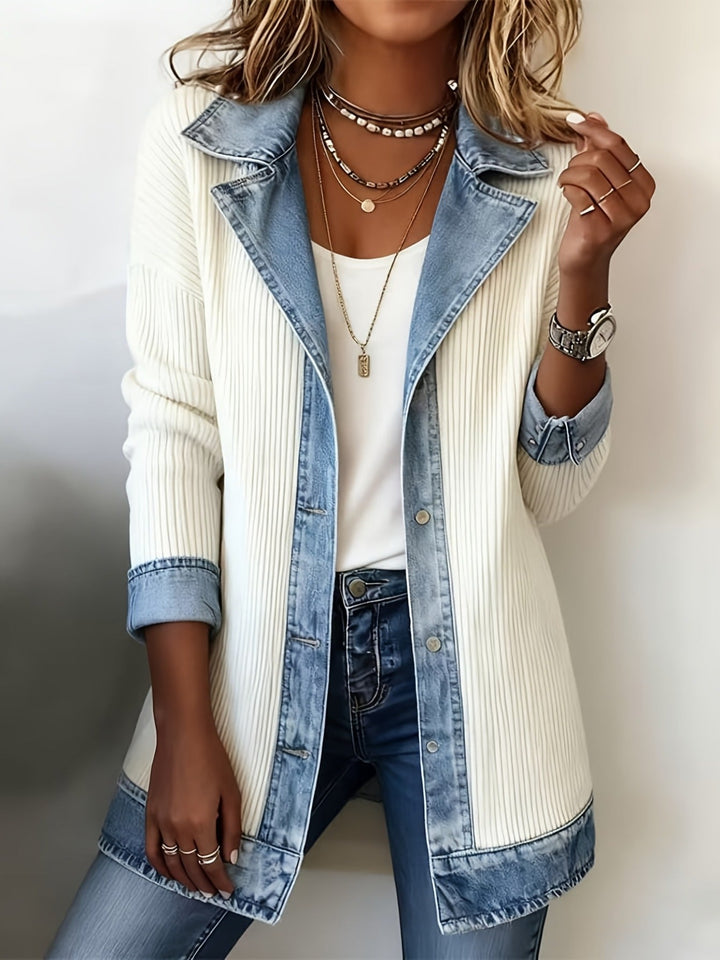 Jessica™ | Luxe Denim-Trim Knit Jacket