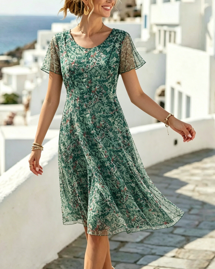 Venla - Short Sleeve Dress with Floral Patterns