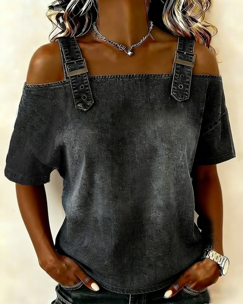 Dawn™ | Buckled Denim Lounge Topenim Shirt