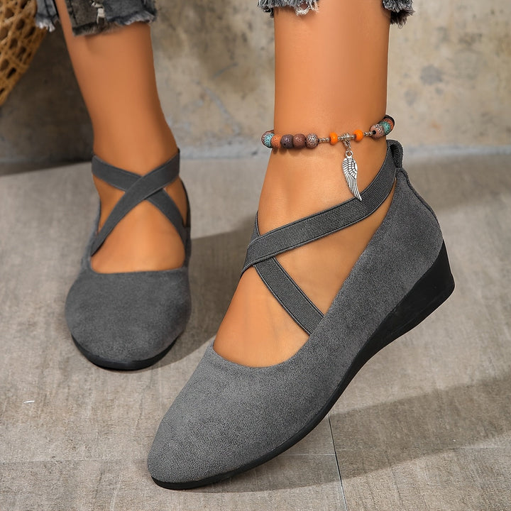 Élise – Elegant Cross-Strap Ballerina Flats for Ultimate Comfort