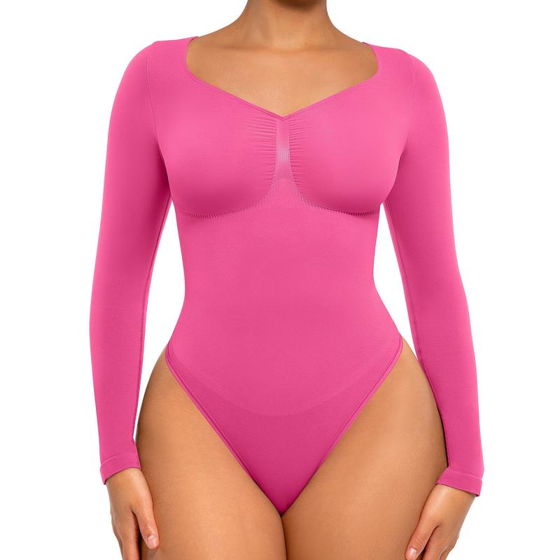 SONYA - Seamless Shaping Long Sleeve Thong Bodysuit for Comfort
