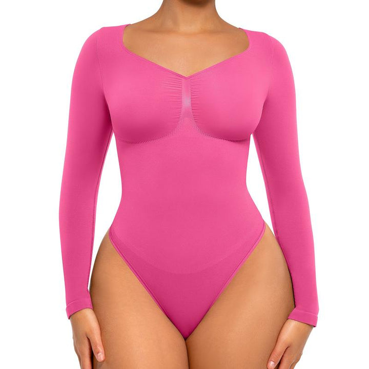 SONYA - Seamless Shaping Long Sleeve Thong Bodysuit for Comfort