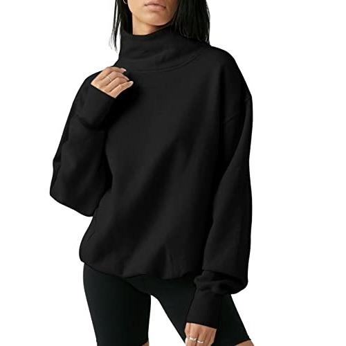 MARYLYN - Women's Oversized Turtleneck Sweatshirt Long Sleeve Pullover