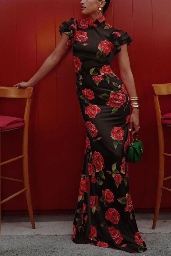 Ruby™ Rose Floral Print Tiered Flare Sleeve