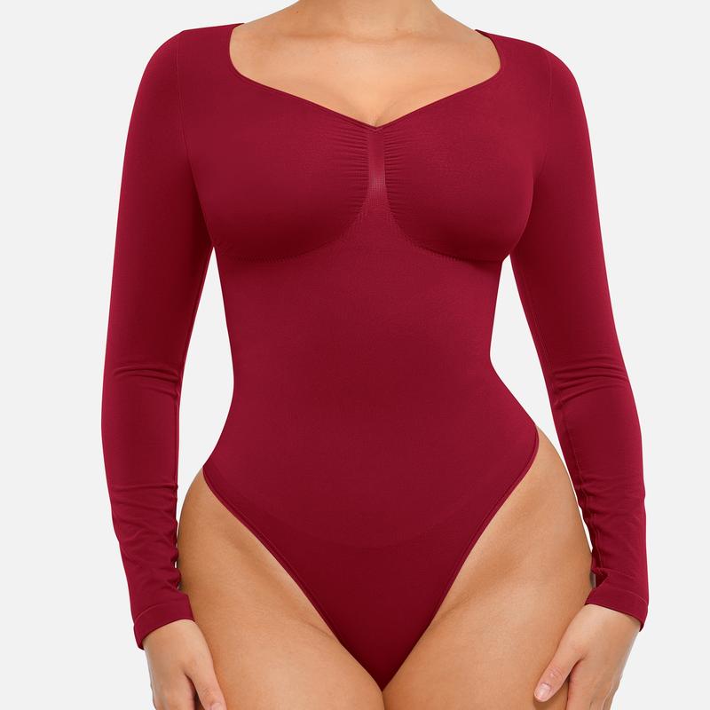 SONYA - Seamless Shaping Long Sleeve Thong Bodysuit for Comfort