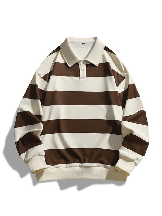 ZOE - Classic Fashion Striped Collar Long Sleeve Sweatshirt