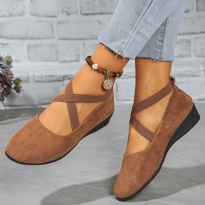 Élise – Elegant Cross-Strap Ballerina Flats for Ultimate Comfort