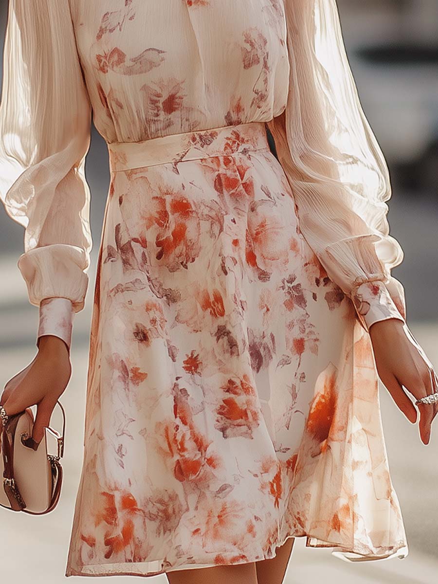 Rose™ - Pleated Floral Print Dress