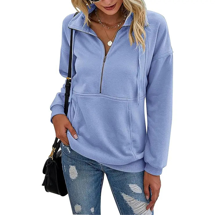 ANNIE - Lapel Zip-Up Sweatshirt for Women Casual Pullover