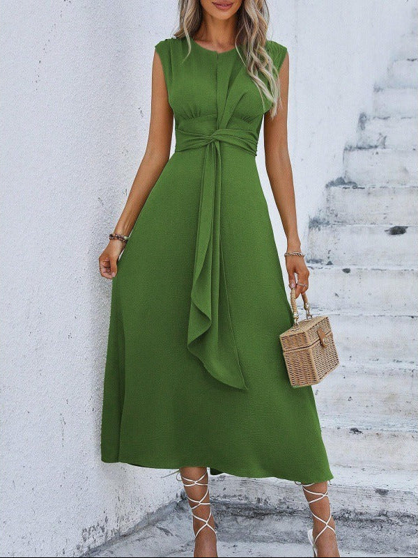 Eva™ | Timeless sleeveless midi dress with flattering waist tie