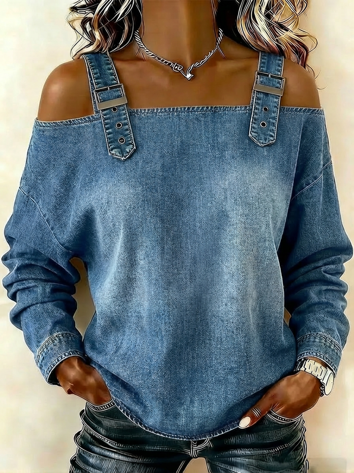 Dawn™ | Buckled Denim Lounge Topenim Shirt