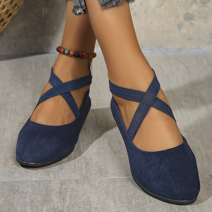 Élise – Elegant Cross-Strap Ballerina Flats for Ultimate Comfort