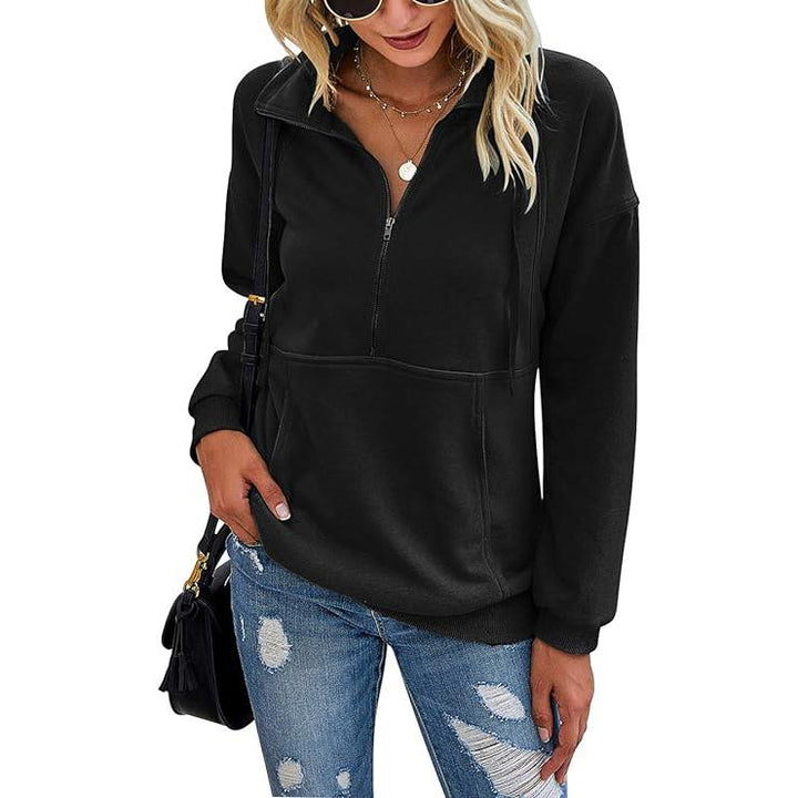 ANNIE - Lapel Zip-Up Sweatshirt for Women Casual Pullover