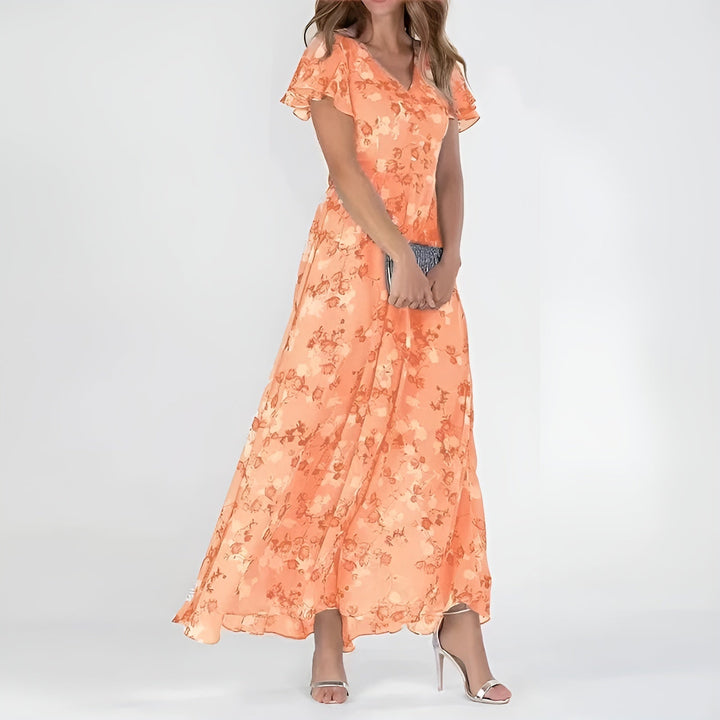 Amelia™ | Floral Flutter Maxi Dress