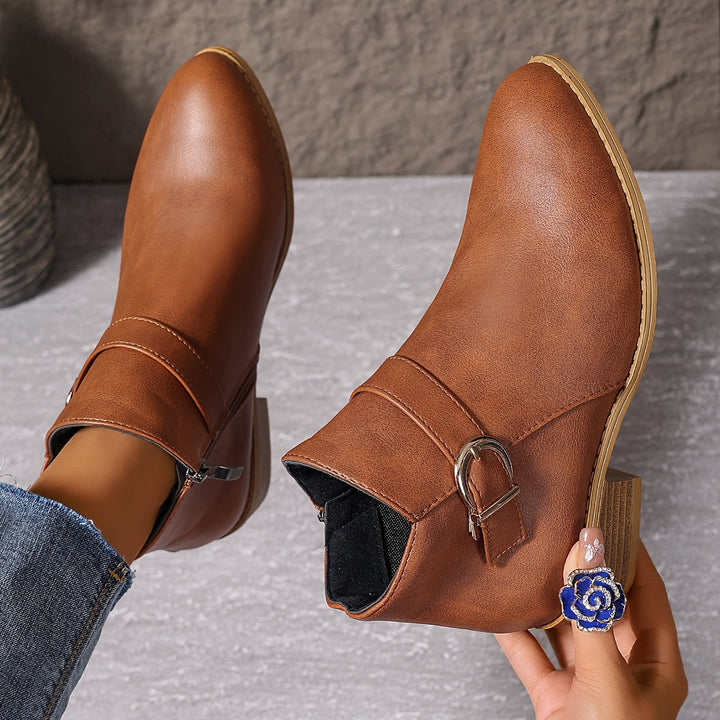 Amélina | Cozy Buckled Ankle Boots Designed for Sensitive Feet