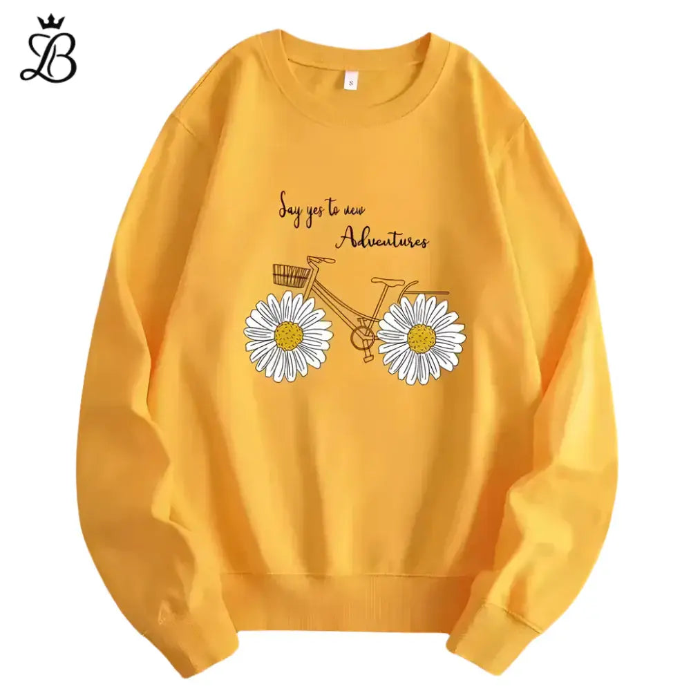 Giulia – Women's Yellow Floral Sweatshirt | Casual Soft Pullover for Everyday Comfort