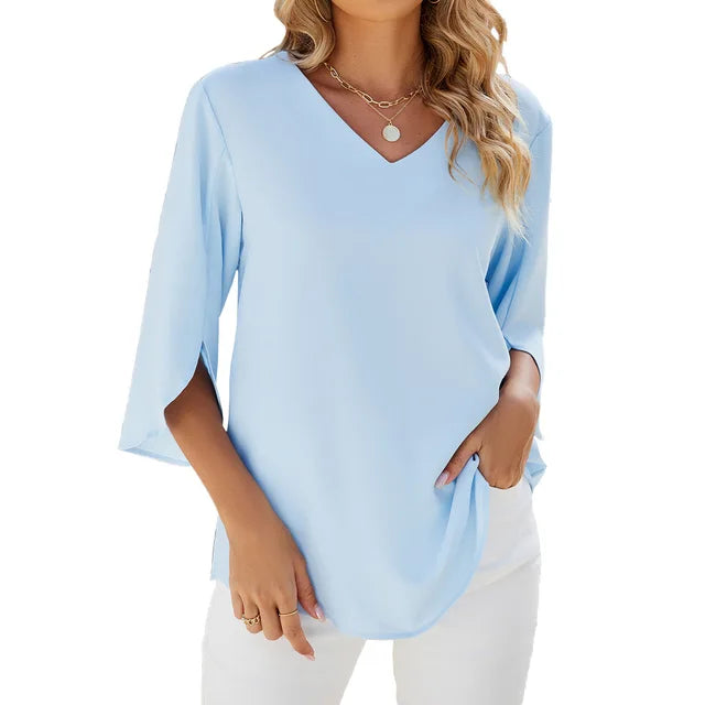 Clementine™ | ELEGANT V-NECK BLOUSE WITH LOOSE FIT