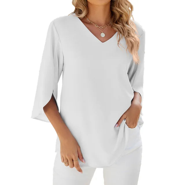 Clementine™ | ELEGANT V-NECK BLOUSE WITH LOOSE FIT