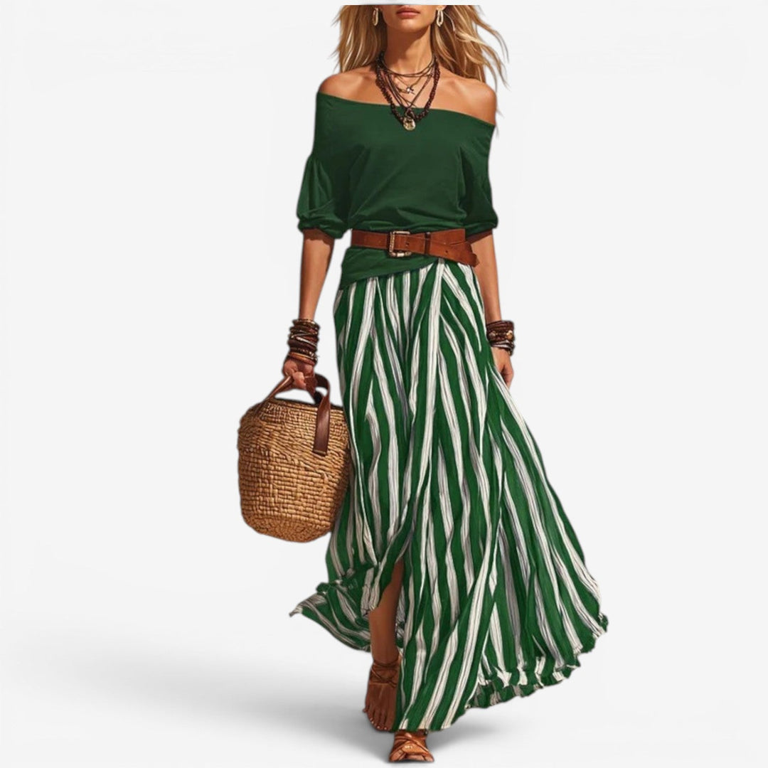 Cindy™ | Striped Skirt and Top Set