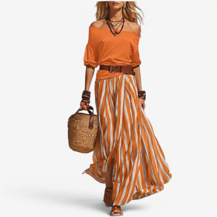 Cindy™ | Striped Skirt and Top Set