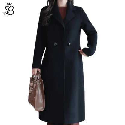 Isabella – Women's Long Wool Winter Coat | Elegant Warm Trench with Lapel Collar