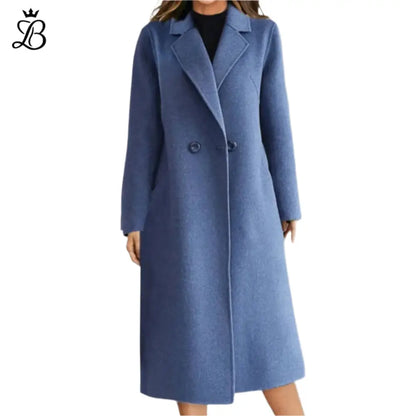Isabella – Women's Long Wool Winter Coat | Elegant Warm Trench with Lapel Collar