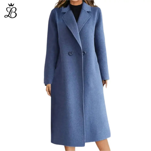 Isabella – Women's Long Wool Winter Coat | Elegant Warm Trench with Lapel Collar