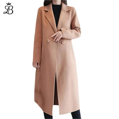 Isabella – Women's Long Wool Winter Coat | Elegant Warm Trench with Lapel Collar