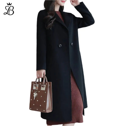 Isabella – Women's Long Wool Winter Coat | Elegant Warm Trench with Lapel Collar