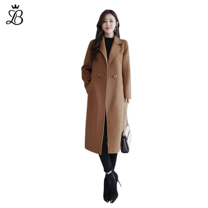Isabella – Women's Long Wool Winter Coat | Elegant Warm Trench with Lapel Collar