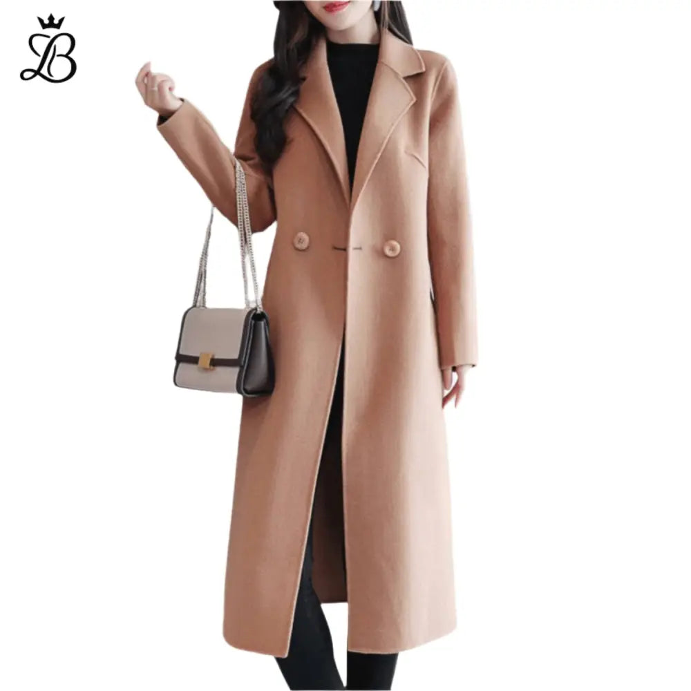 Isabella – Women's Long Wool Winter Coat | Elegant Warm Trench with Lapel Collar
