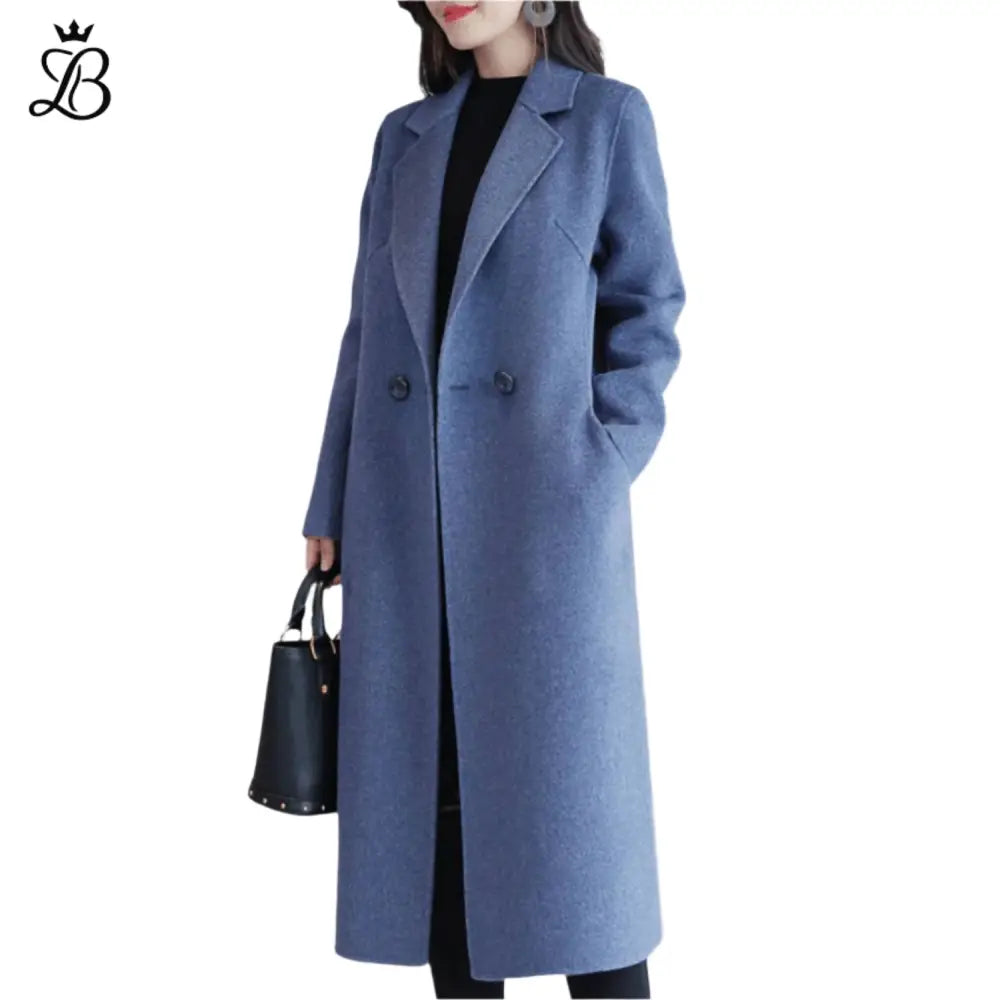 Isabella – Women's Long Wool Winter Coat | Elegant Warm Trench with Lapel Collar