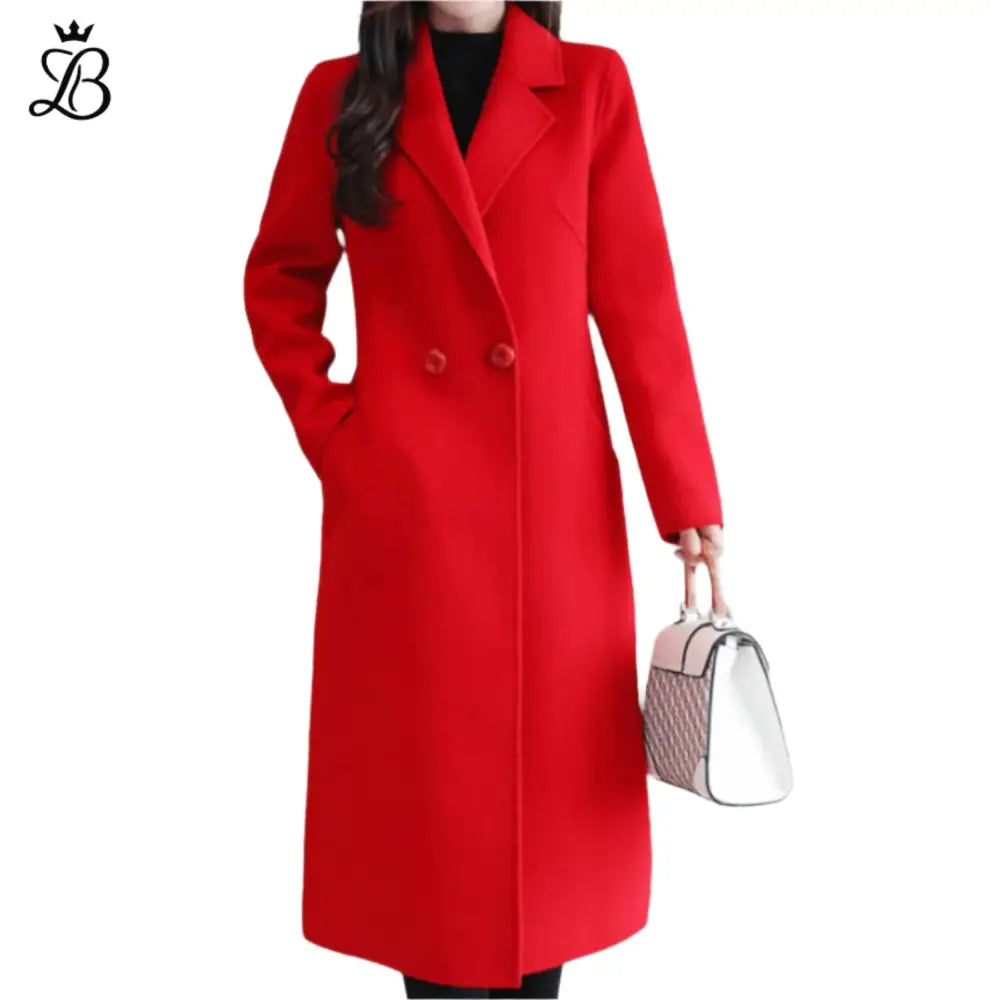 Isabella – Women's Long Wool Winter Coat | Elegant Warm Trench with Lapel Collar