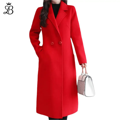 Isabella – Women's Long Wool Winter Coat | Elegant Warm Trench with Lapel Collar