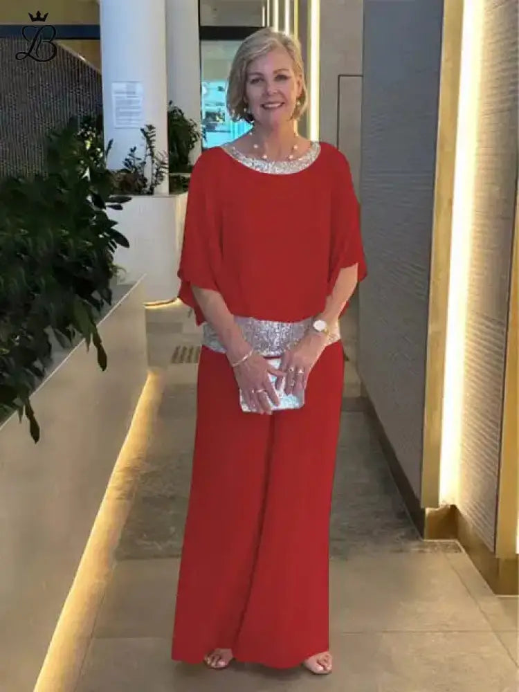 Jennie - Elegant Women’s 2-Piece Set Red / XS Apparel & Accessories > Clothing > Outfit Sets