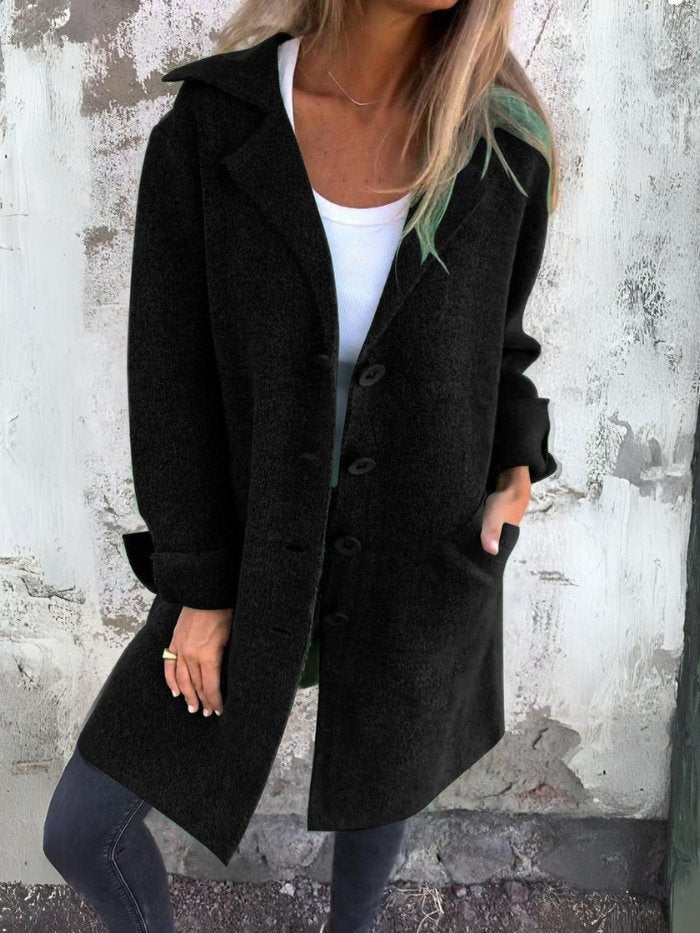 Ava™ - Lapel Collar Button-Front Coat