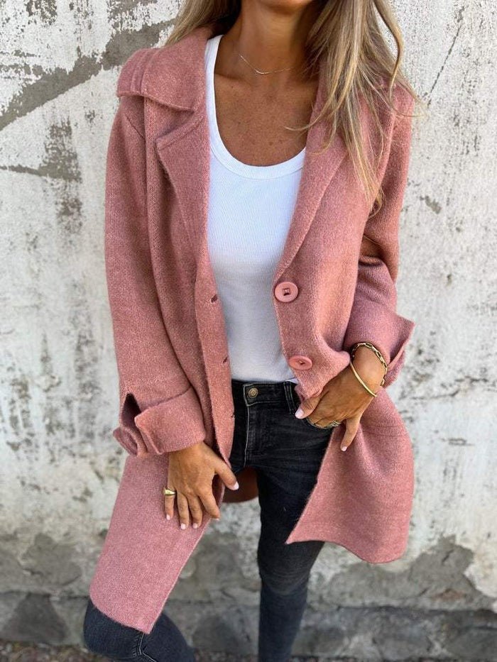 Ava™ - Lapel Collar Button-Front Coat