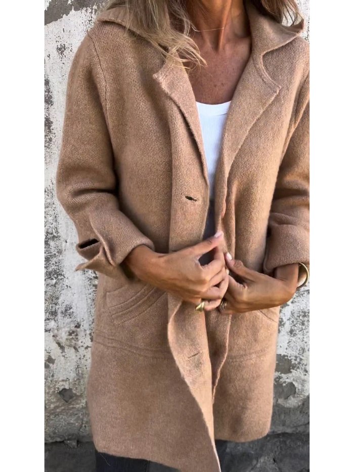 Ava™ - Lapel Collar Button-Front Coat