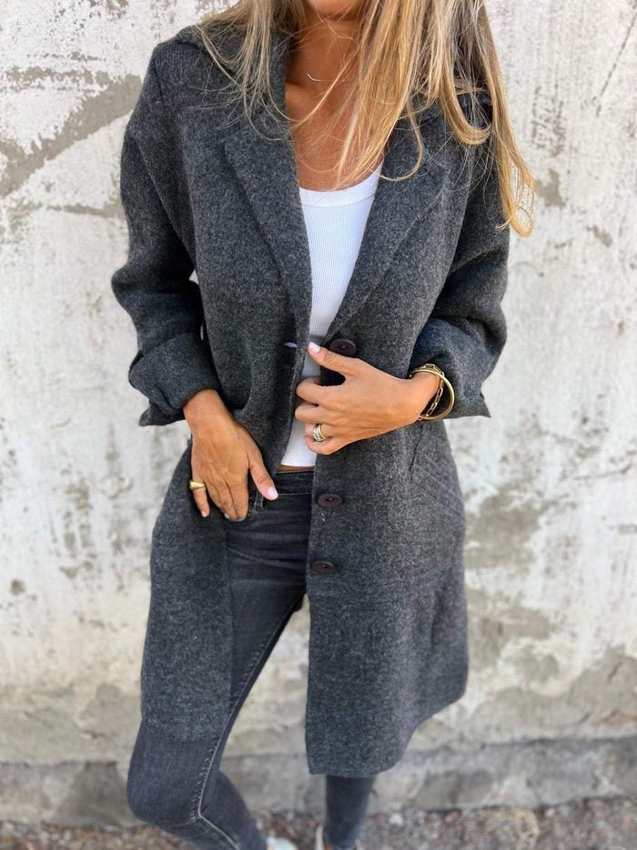 Ava™ - Lapel Collar Button-Front Coat