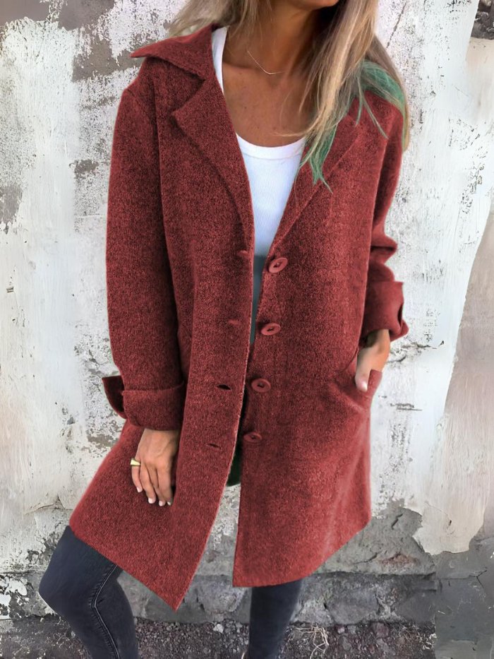 Ava™ - Lapel Collar Button-Front Coat