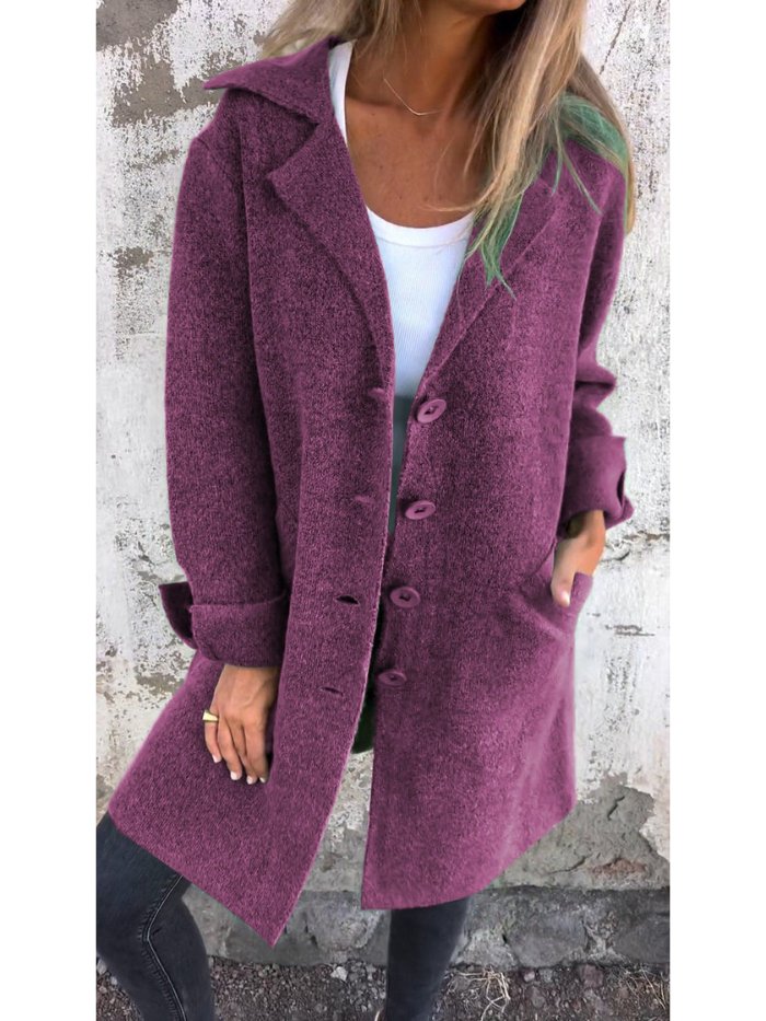 Ava™ - Lapel Collar Button-Front Coat