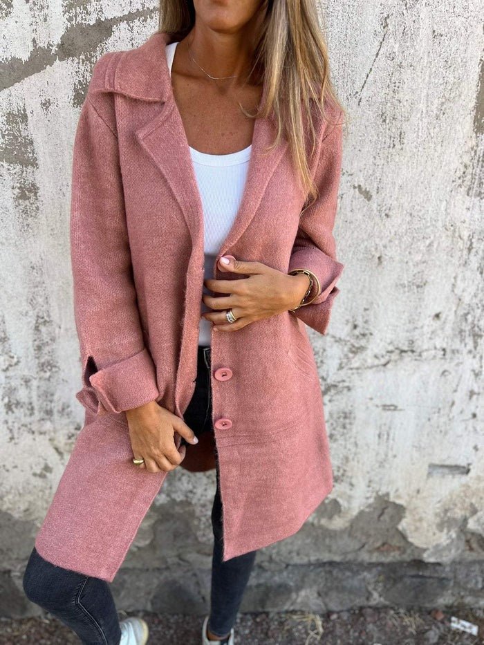 Ava™ - Lapel Collar Button-Front Coat