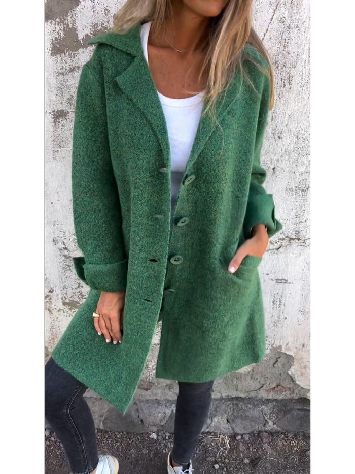 Ava™ - Lapel Collar Button-Front Coat