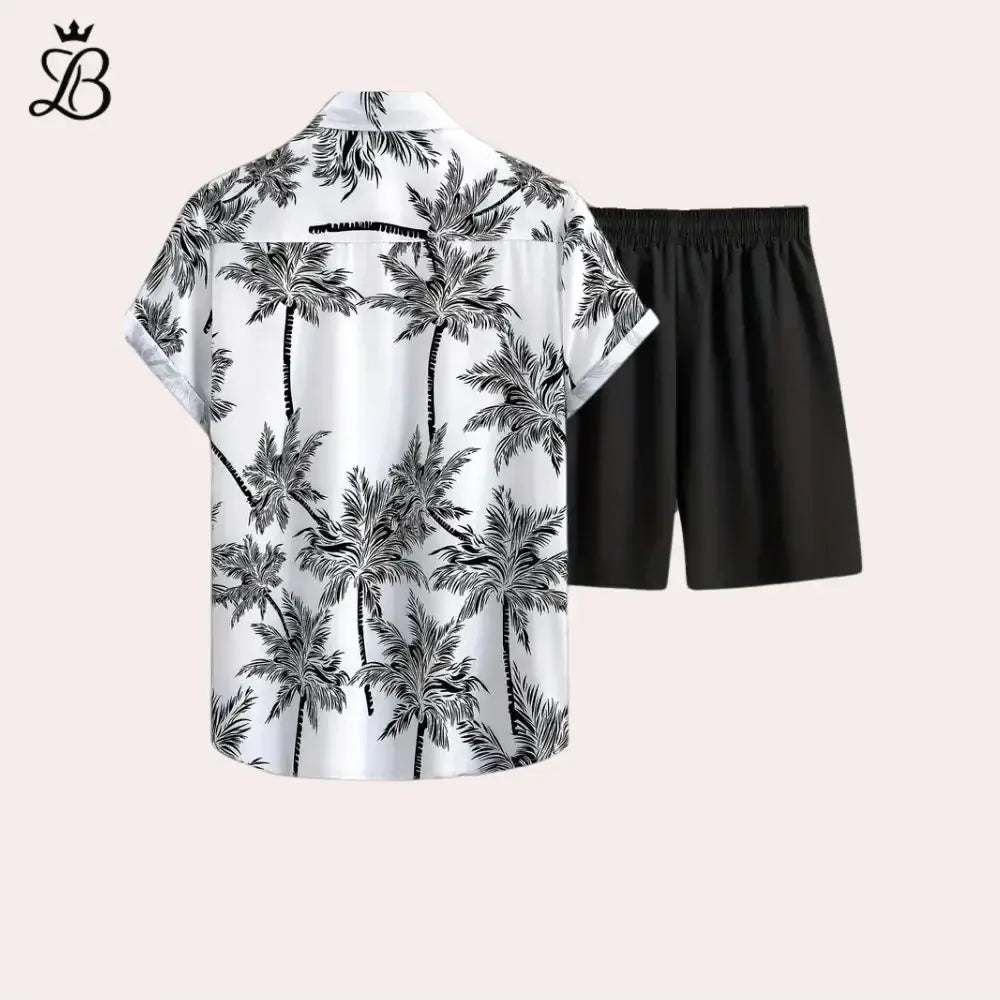 Matéo – Men's Black Tropical Set | Relaxed Two-Piece for Summer Ease