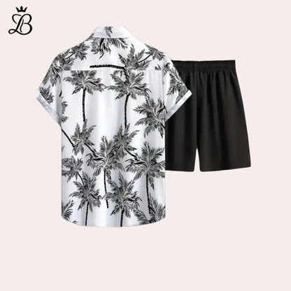 Matéo – Men's Black Tropical Set | Relaxed Two-Piece for Summer Ease