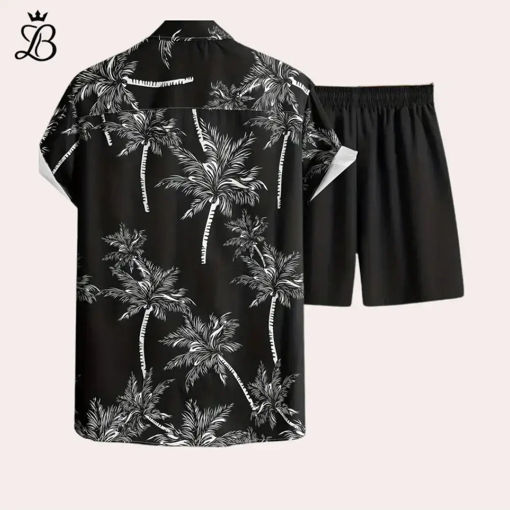 Matéo – Men's Black Tropical Set | Relaxed Two-Piece for Summer Ease