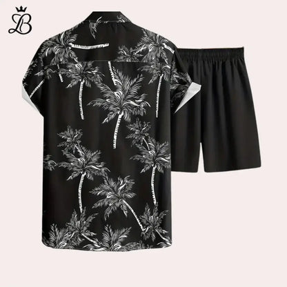 Matéo – Men's Black Tropical Set | Relaxed Two-Piece for Summer Ease