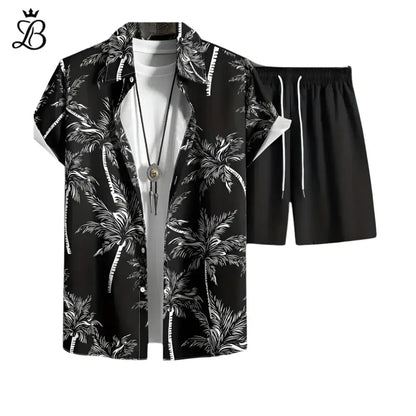 Matéo – Men's Black Tropical Set | Relaxed Two-Piece for Summer Ease