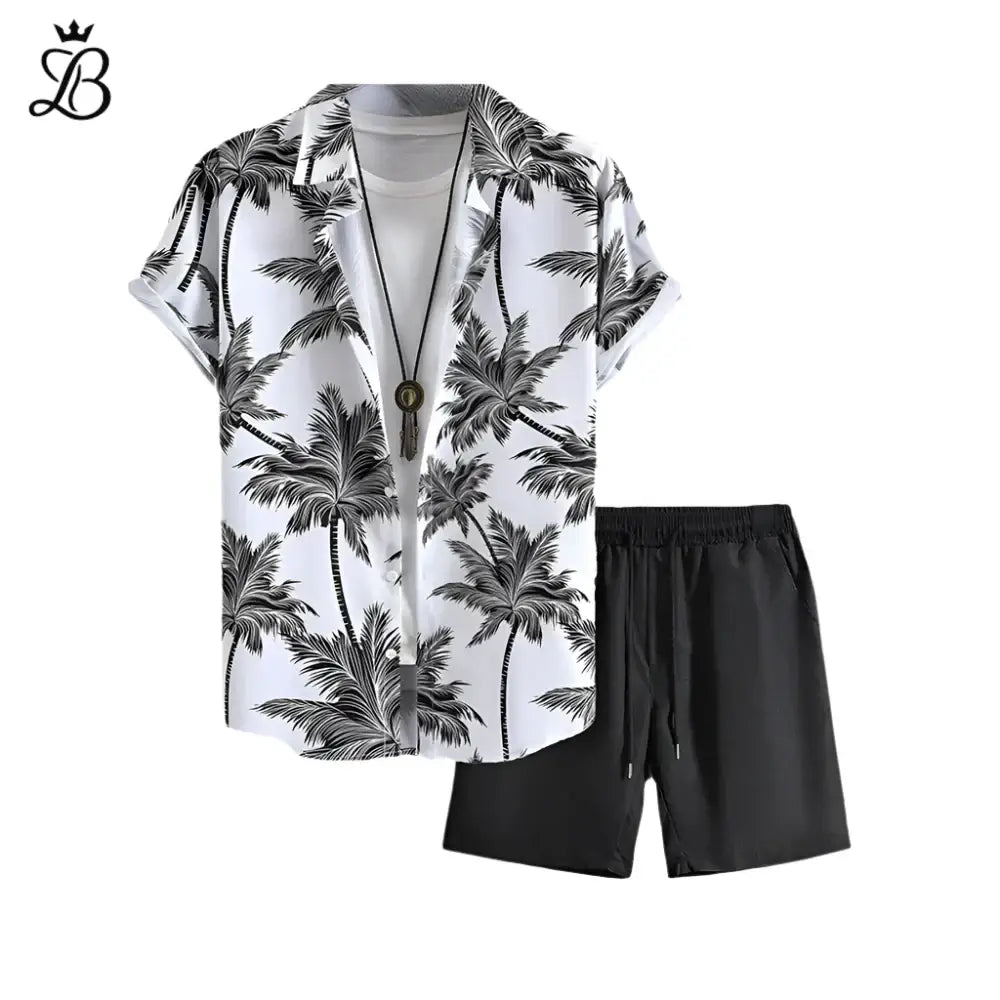 Matéo – Men's Black Tropical Set | Relaxed Two-Piece for Summer Ease